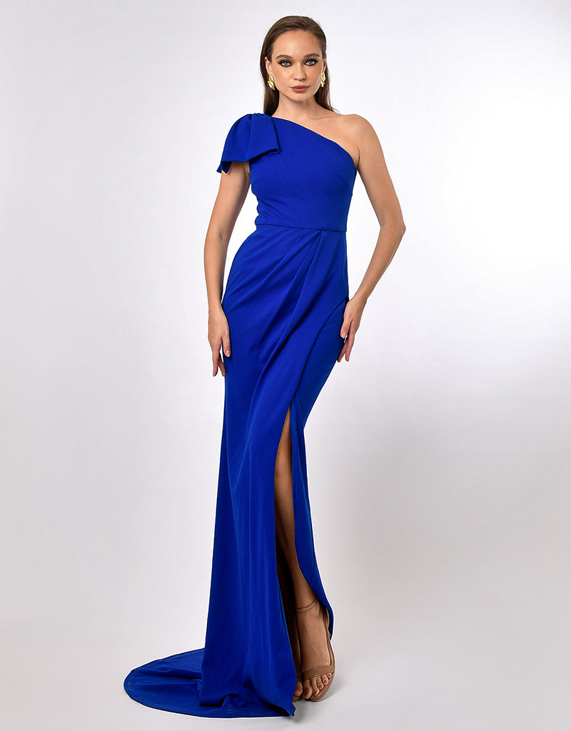 AZZA ONE SHOULDER BOW GOWN B70D20L