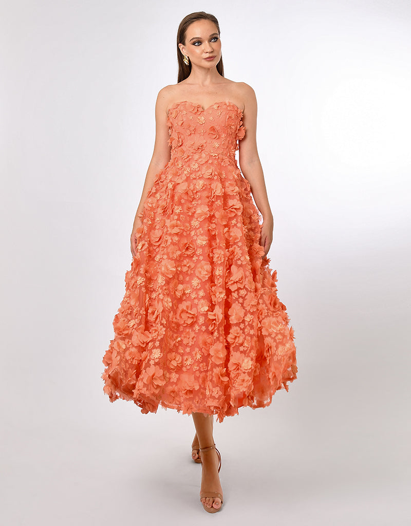 SAVANNA STRAPLESS FLORAL MIDAXI B70D05L