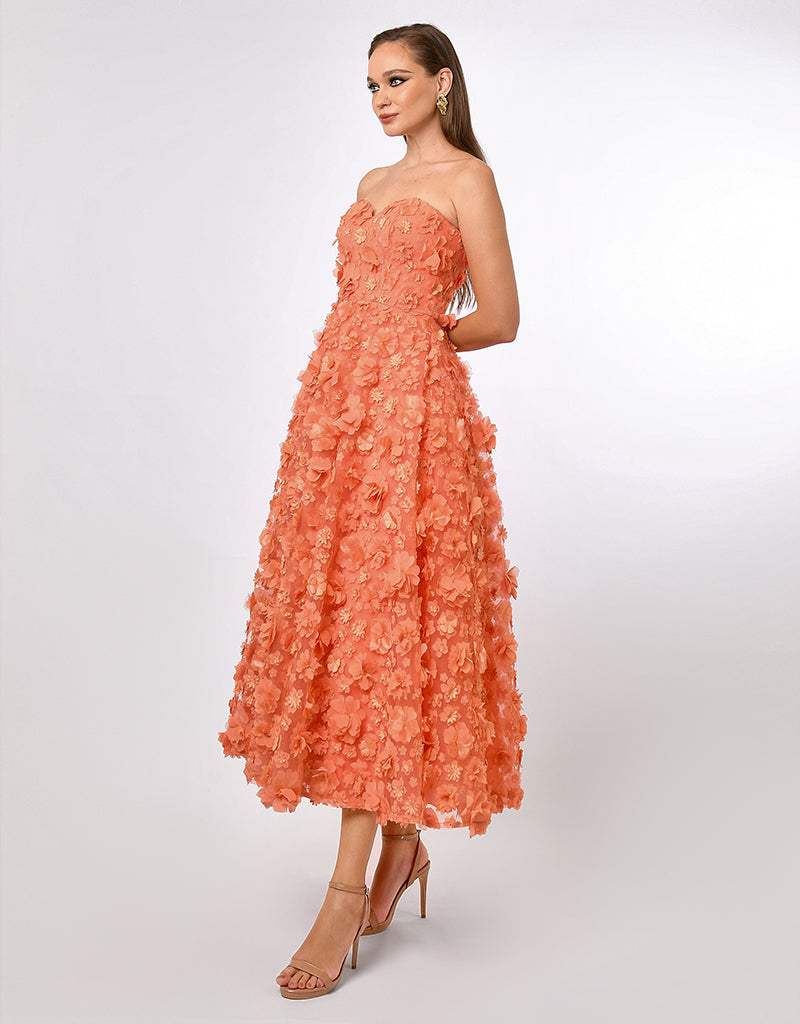 SAVANNA STRAPLESS FLORAL MIDAXI B70D05L