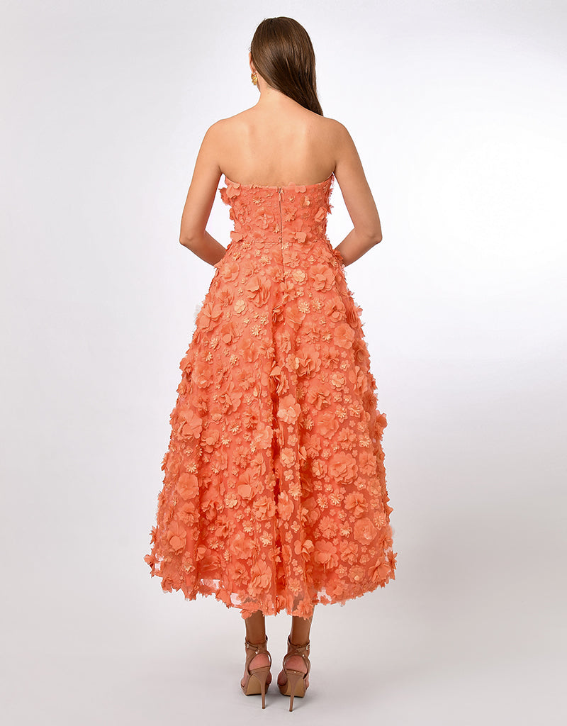 SAVANNA STRAPLESS FLORAL MIDAXI B70D05L