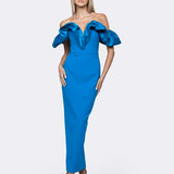 MAXINE OFF SHOULDER RUFFLE MAXI BL64D18L