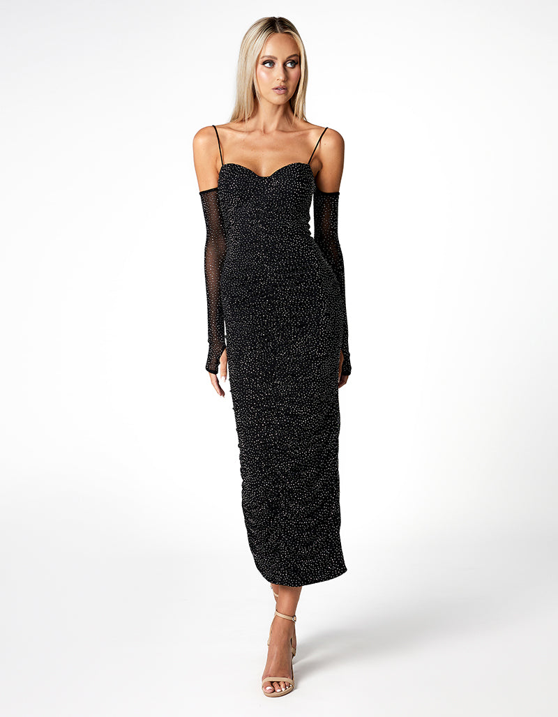 STARRY NIGHT SLEEVED MIDI BL66D02S