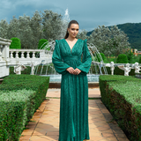 DOMINIQUE V NECK LONG SLEEVE MAXI BL66D22L