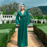 DOMINIQUE V NECK LONG SLEEVE MAXI BL66D22L