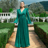 DOMINIQUE V NECK LONG SLEEVE MAXI BL66D22L