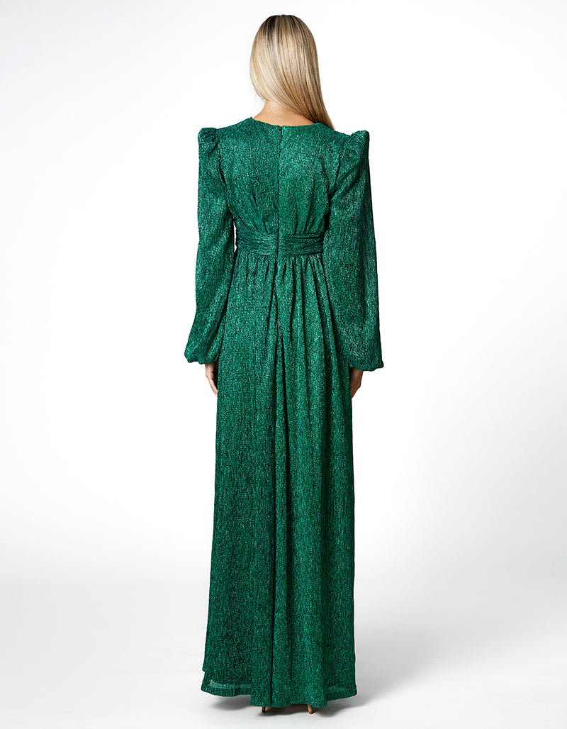 DOMINIQUE V NECK LONG SLEEVE MAXI BL66D22L