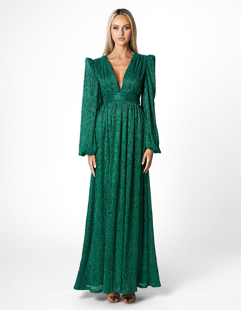 DOMINIQUE V NECK LONG SLEEVE MAXI BL66D22L