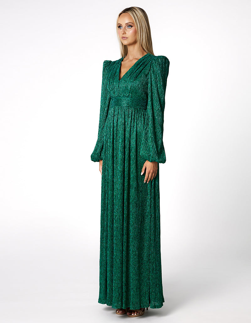 DOMINIQUE V NECK LONG SLEEVE MAXI BL66D22L