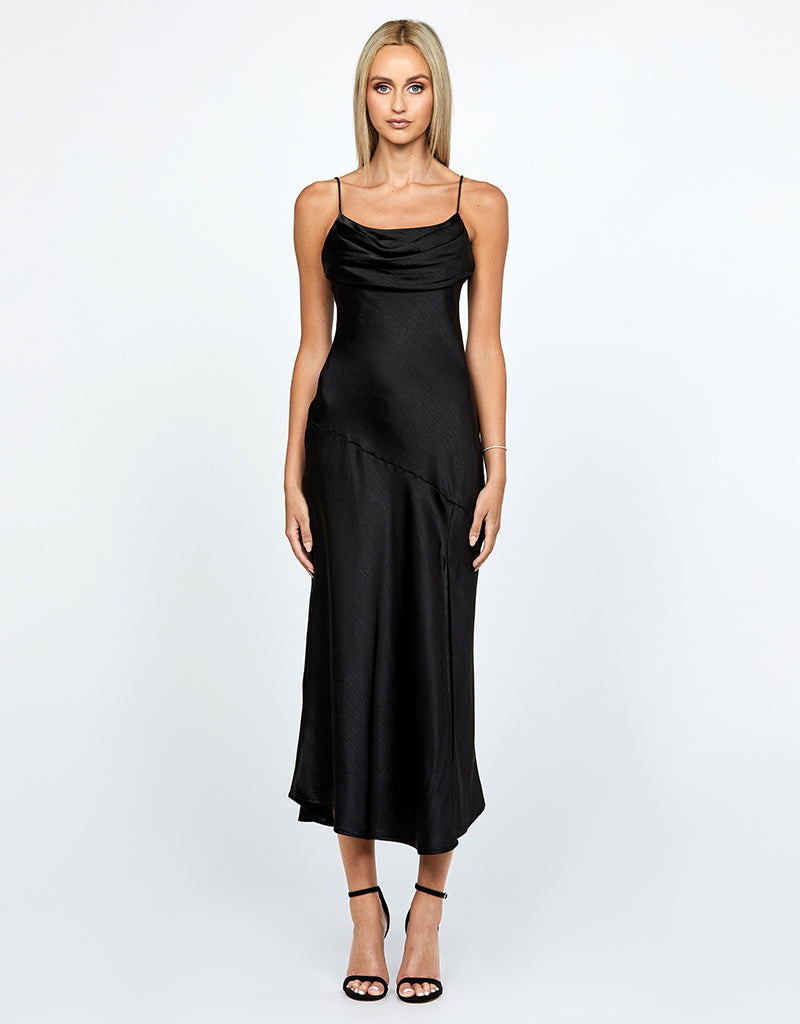 PEITA SATIN COWL NECK MIDI BL67D38S