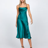 PEITA SATIN COWL NECK MIDI BL67D38S