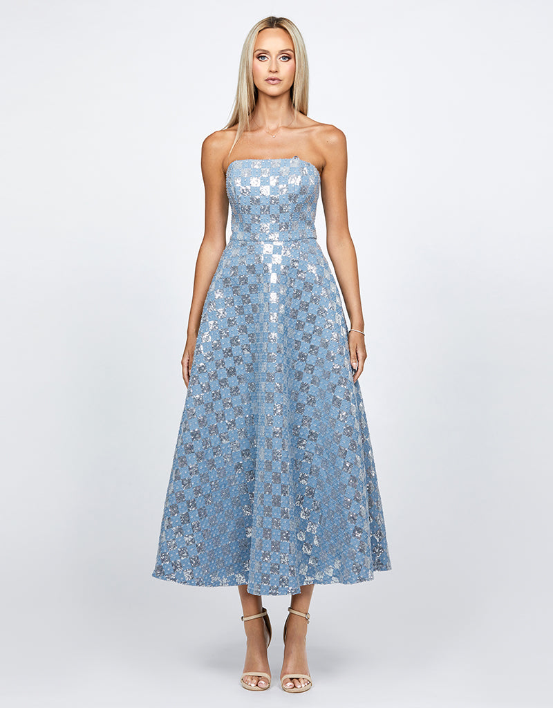 ZAHARINA STRAPLESS TEA LENGTH MIDI BL68D37S