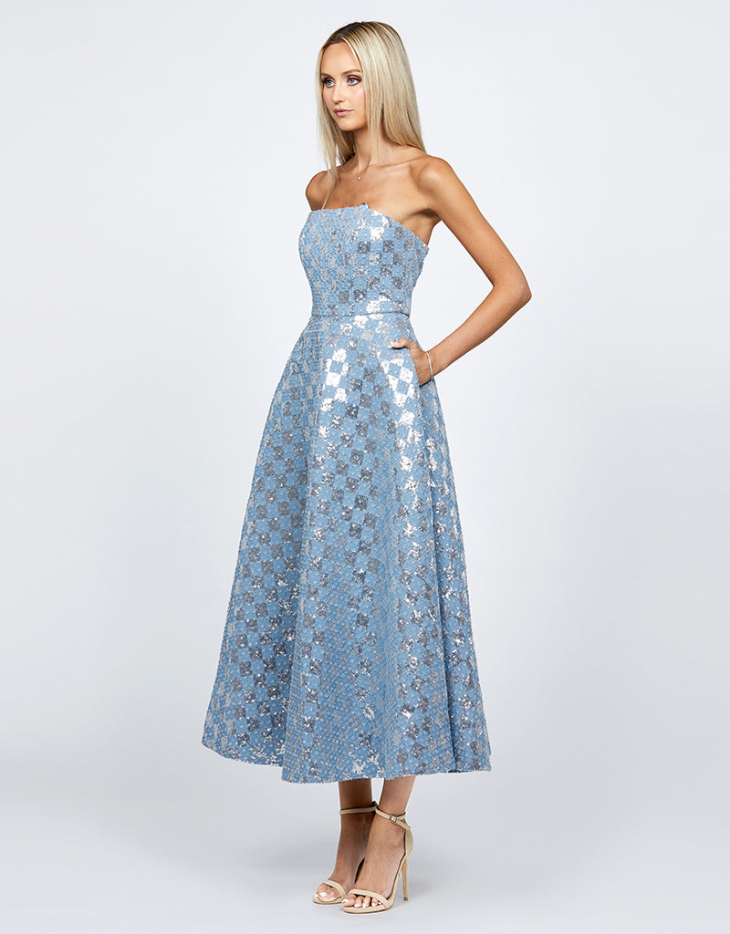 ZAHARINA STRAPLESS TEA LENGTH MIDI BL68D37S