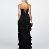 SAMPLE DIANA CASCADING FRILLS HI LO DRESS BL68D41HL