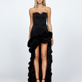 SAMPLE DIANA CASCADING FRILLS HI LO DRESS BL68D41HL