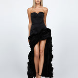 SAMPLE DIANA CASCADING FRILLS HI LO DRESS BL68D41HL