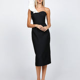 LINDY ONE SHOULDER PUFF MIDI BL71D05S