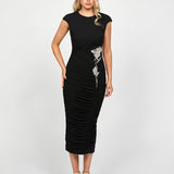 NELLIE HIGH NECK FITTED MIDI BL73D15S