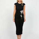 NELLIE HIGH NECK FITTED MIDI BL73D15S