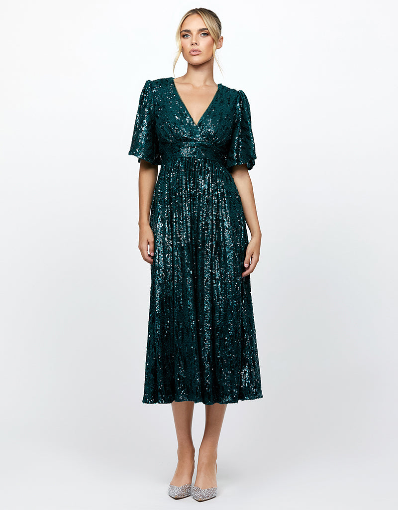 ANGIE FLUTTER SLEEVE MIDI BL73D22S