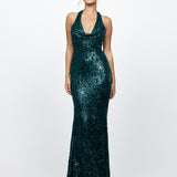 REOMY SEQUIN COWL MAXI BL73D23L