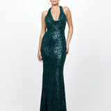 REOMY SEQUIN COWL MAXI BL73D23L