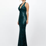 REOMY SEQUIN COWL MAXI BL73D23L