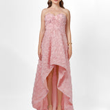 JEMMA STRAPLESS ROSETTE HI LO DRESS SAMPLE BL75D09HL
