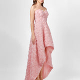 JEMMA STRAPLESS ROSETTE HI LO DRESS SAMPLE BL75D09HL