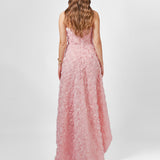 JEMMA STRAPLESS ROSETTE HI LO DRESS SAMPLE BL75D09HL