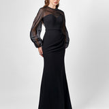 GRACELYNN SHEER SLEEVE MAXI BL75D22L