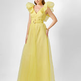 SKY RUFFLE SHOULDER MAXI SAMPLE BL75D23L