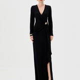 SHEVON LONG SLEEVE DRAPED MAXI BL77D07L
