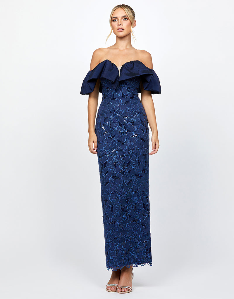 bariano blue sequin dress BARIANO Australia NWT Navy Blue Sequin Mermaid Gown Dress High Low Hem Size 8