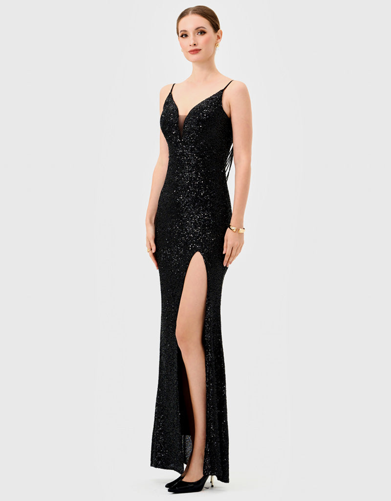 INAYA PLUNGE NECK MAXI BL81D32L