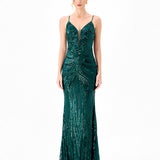 HANAMI PATTERN SEQUIN MAXI BL83D0122 - Emerald