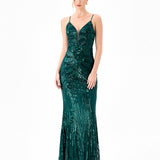 HANAMI PATTERN SEQUIN MAXI BL83D0122 - Emerald