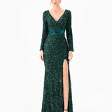 CLYRA SLEEVED SEQUIN MAXI BL86D07247