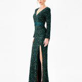 CLYRA SLEEVED SEQUIN MAXI BL86D07247