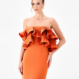 SWINNY PLEATED FRILL GOWN BL86D07305