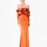 SWINNY PLEATED FRILL GOWN BL86D07305