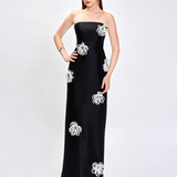 KEZIA 3D FLORAL MAXI BLACK/WHITE FLOWERS BL86D0958