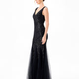 TISHA SEQUIN GODET GOWN B87D0925