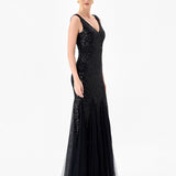 TISHA SEQUIN GODET GOWN B87D0925