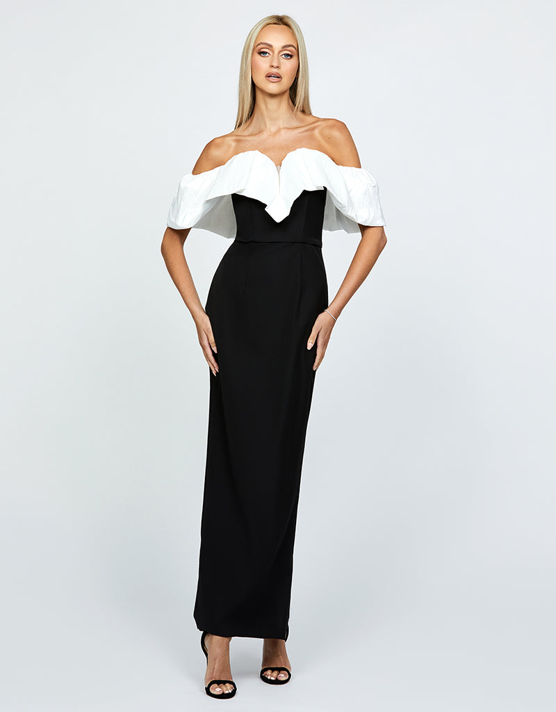 MAXINE OFF SHOULDER RUFFLE MAXI BL64D18L