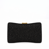 ALVENA PLEATED GLITTER BLACK CLUTCH 0220A