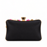 MARISEL FLORAL EMBELLISHED BLACK CLUTCH 352