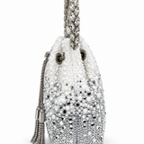 ELODINE RHINESTONE GRADIENT WHITE BUCKET BAG J03910