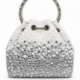 ELODINE RHINESTONE GRADIENT WHITE BUCKET BAG J03910
