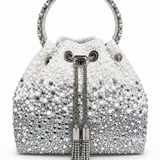 ELODINE RHINESTONE GRADIENT WHITE BUCKET BAG J03910