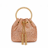 ELODINE RHINESTONE CHAMPAGNE BUCKET BAG J03910